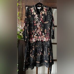 Porter Multicolor Embroidered floral design dress NWT